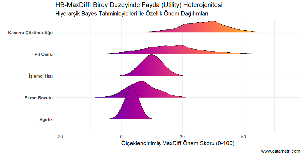 MaxDiff Hiyerarşik Bayes (HB) Ridge Grafiği